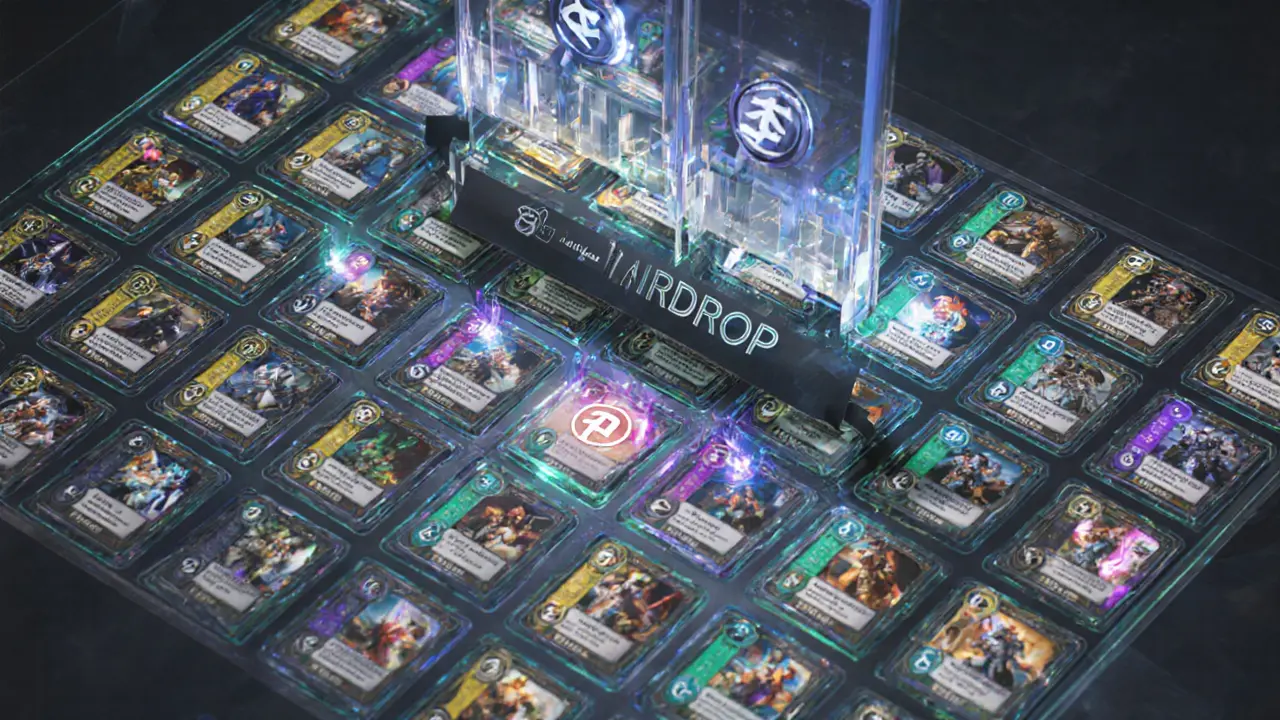 Low‑poly lineup of Genesis NFT cards showing warriors, wizards, archers with rarity ribbons and a Tesla icon.