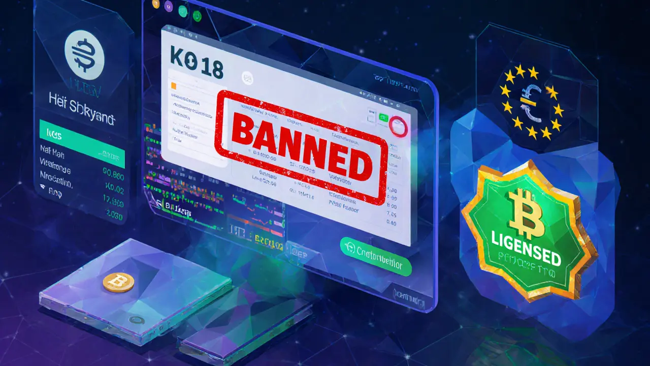 Crypto dashboard with licensed and banned wallets in low poly style