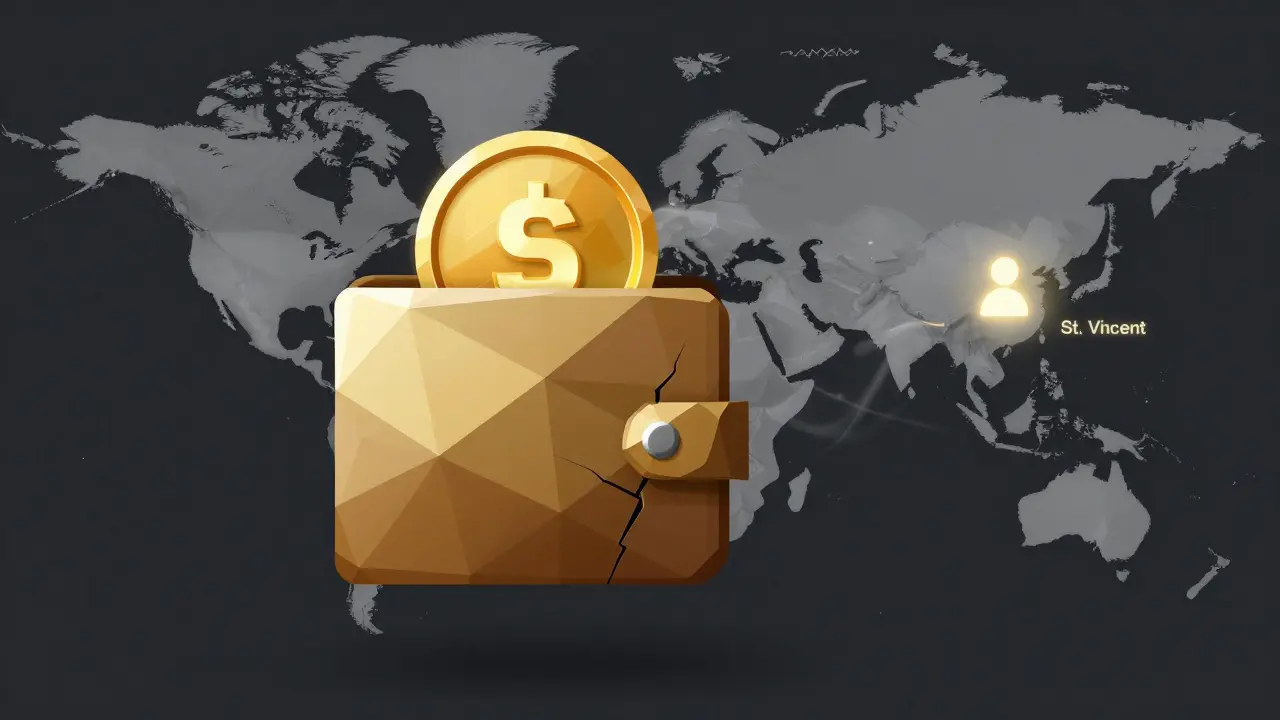 Fragmented wallet with half-filled CASTLE tokens, blocked countries in gray, one user on an island.