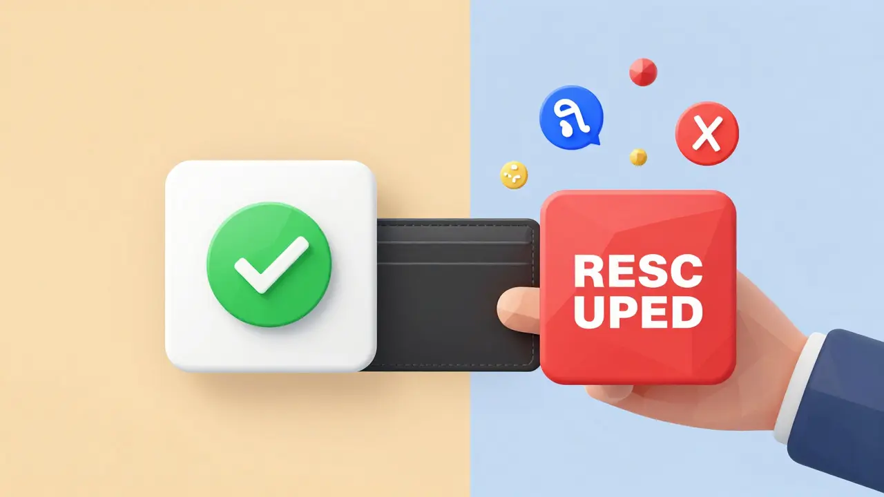 User with digital wallet and tax symbols for compliant vs blocked exchanges.
