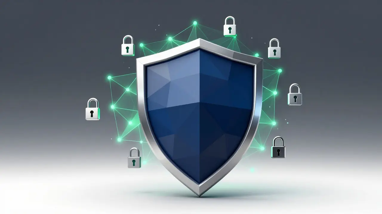 Geometric security shield protecting blockchain nodes
