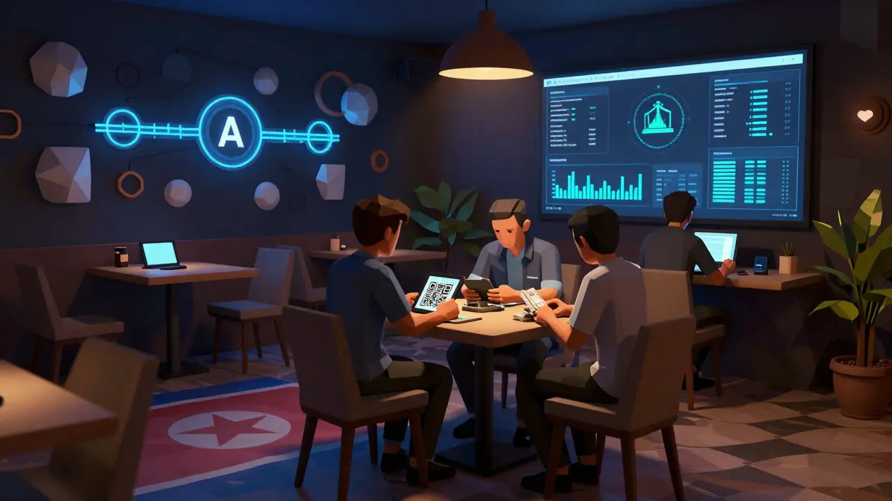 Hidden crypto cafe in Cambodia where anonymous users convert digital assets to cash without ID.