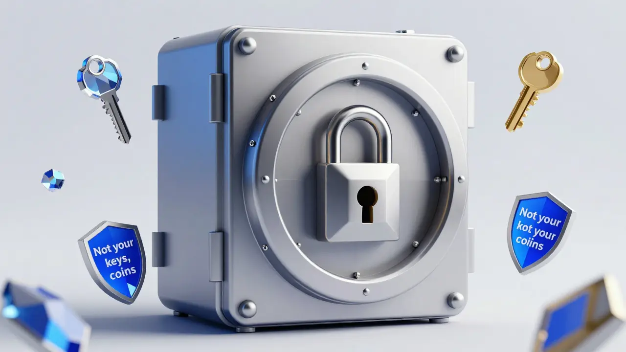 Low poly digital vault with geometric shields and keys for security