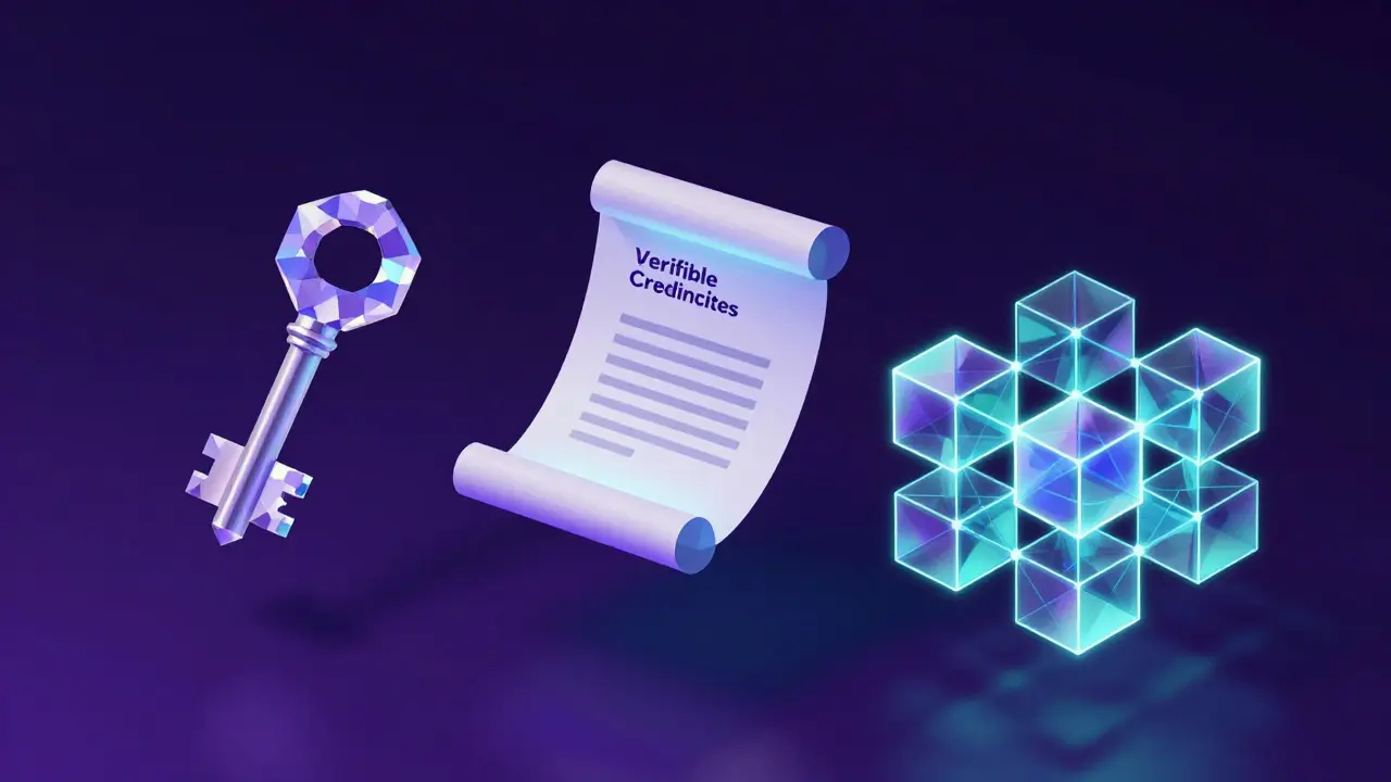 Low poly geometric representation of DIDs, Verifiable Credentials, and a blockchain registry