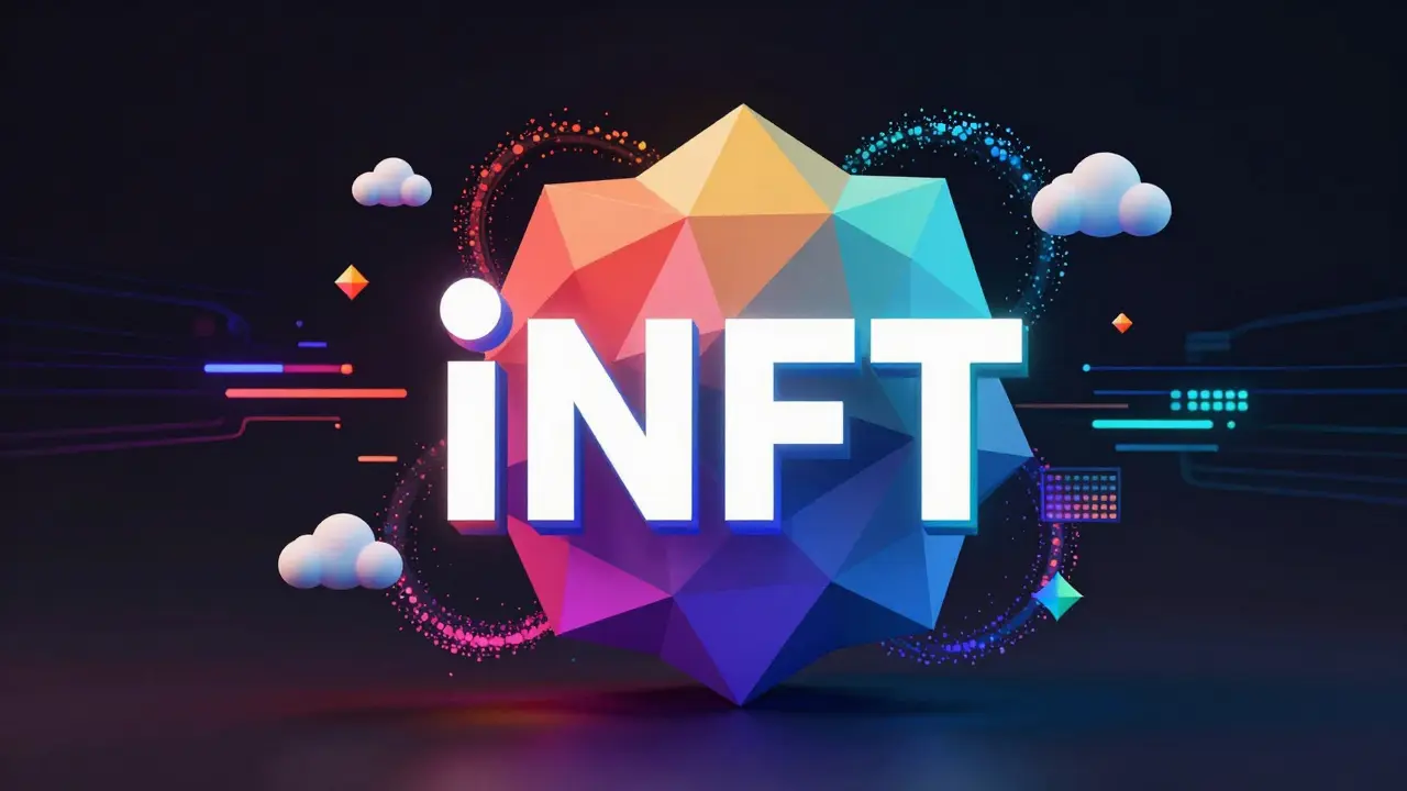 Evolving low poly sculpture representing intelligent NFTs