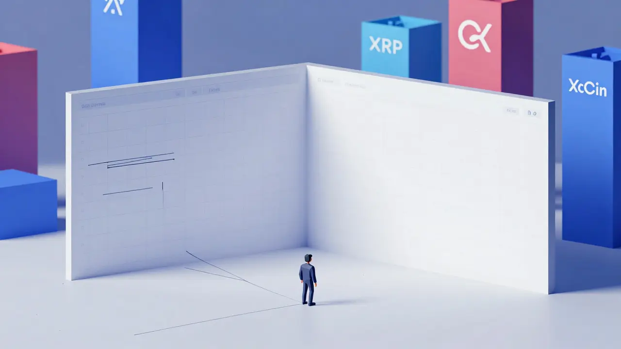 Low poly art showing an isolated trader facing an empty, vast order book grid.