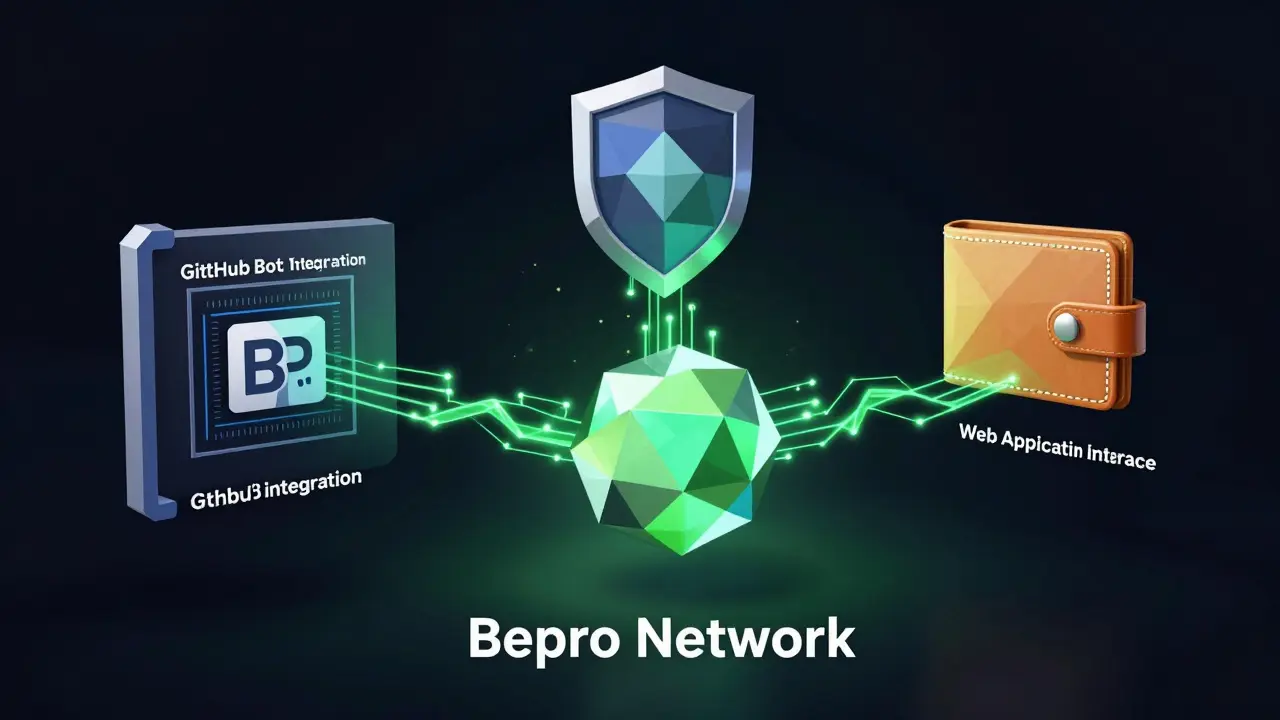 Low poly diagram of Bepro network components and token flow