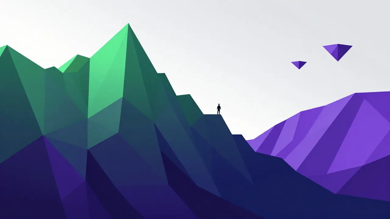 Low poly figure on volatile price cliff