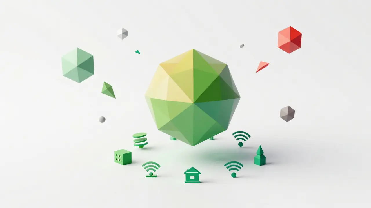 Low poly illustration of sustainable tokenomics versus speculative bubbles.