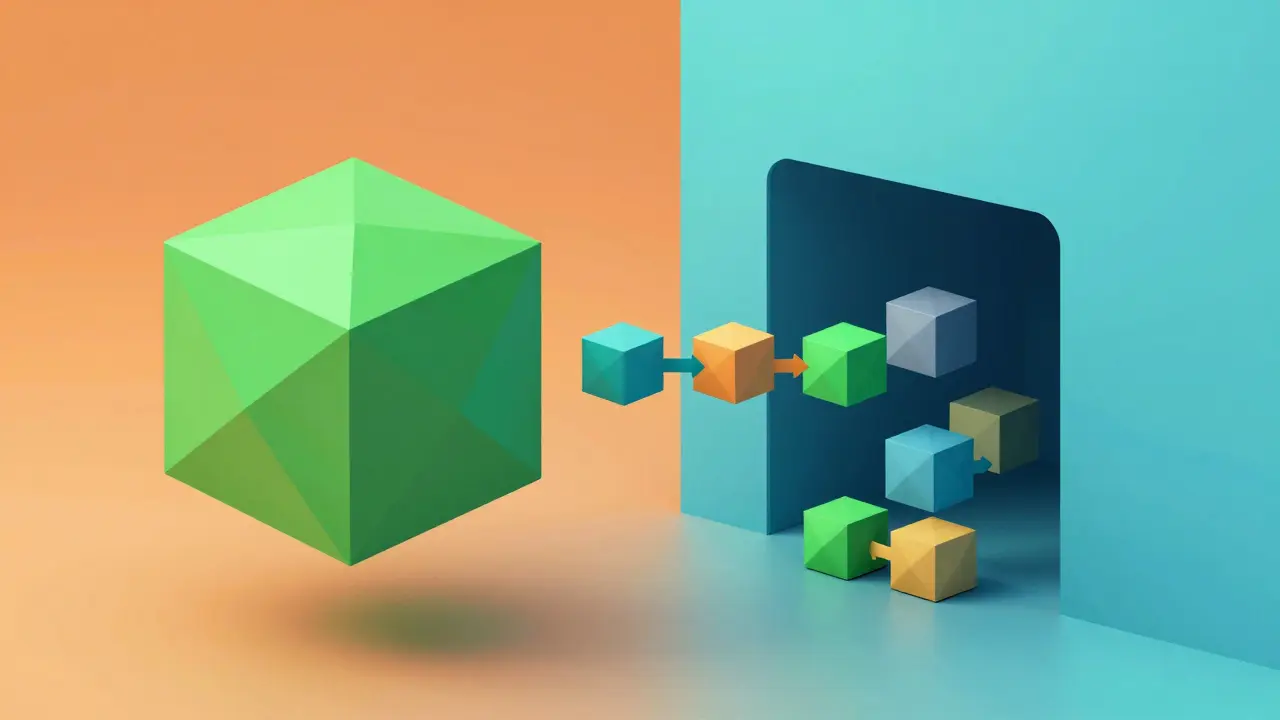 Abstract low poly art illustrating single-token deposit into a liquidity pool