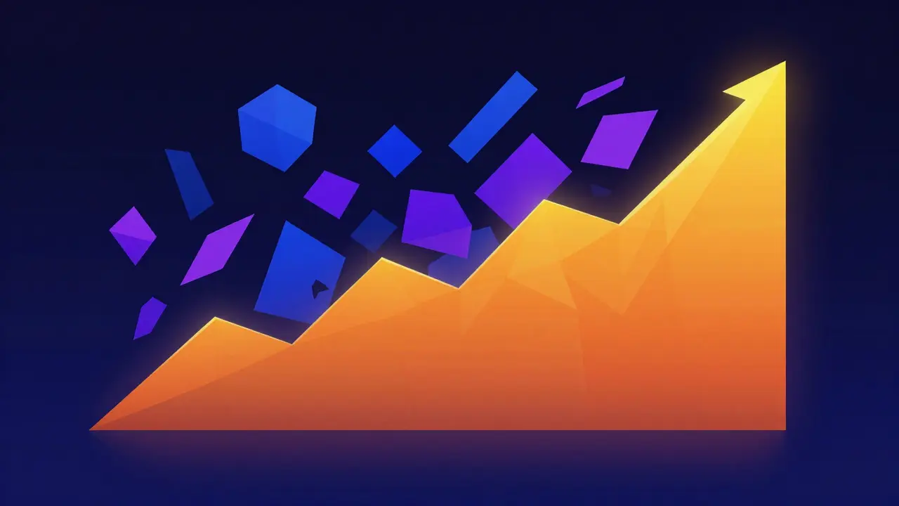Abstract low poly graph showing volatile crypto token price movements
