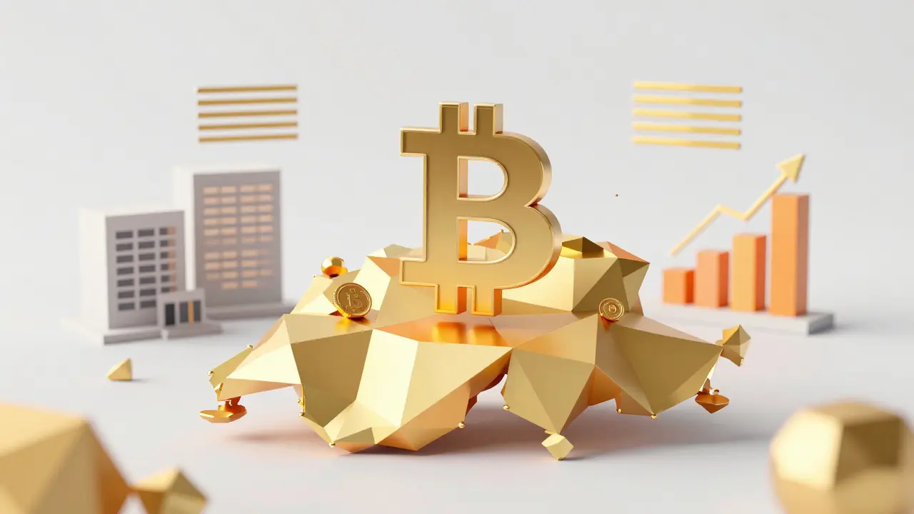 Low poly Bitcoin symbol over Switzerland map showing tax incentives