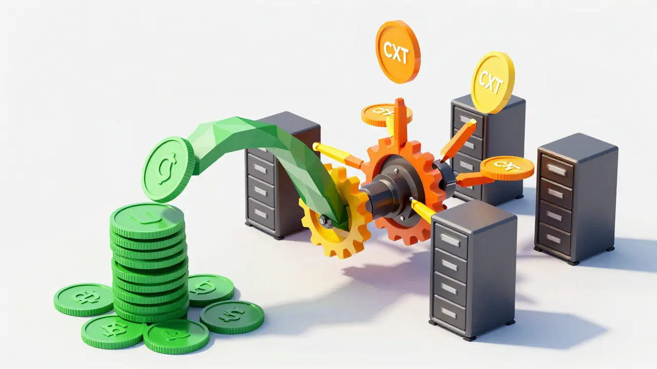 Low poly diagram of token exchange mechanism