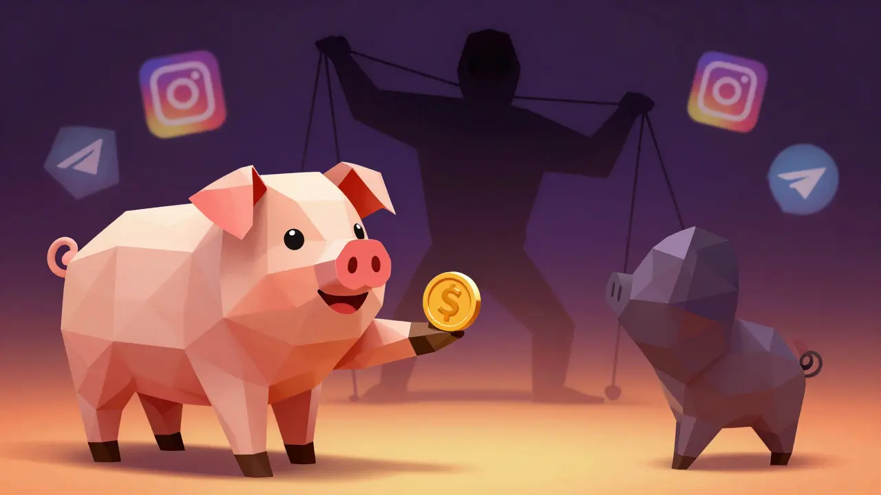 Low poly illustration of social engineering scam with hidden manipulator