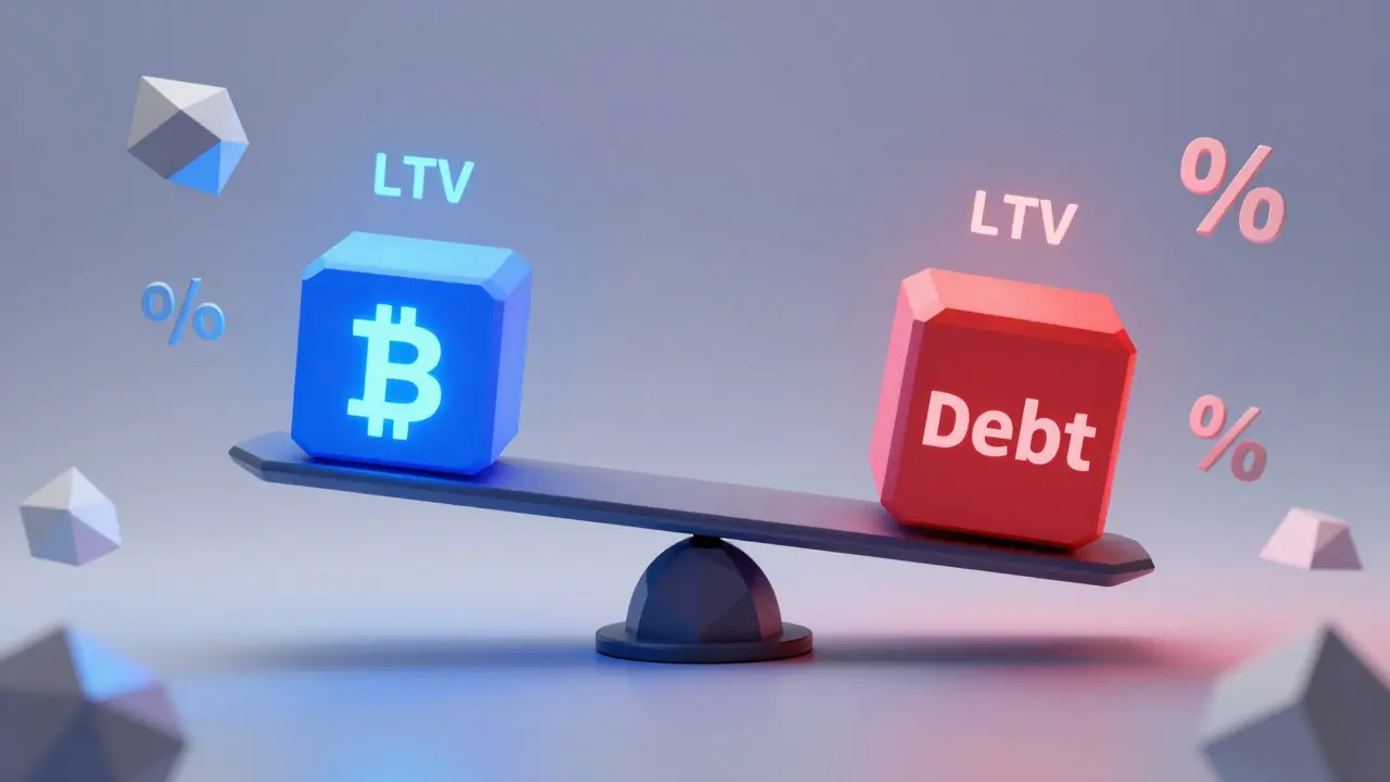 Abstract low-poly scale showing debt outweighing collateral