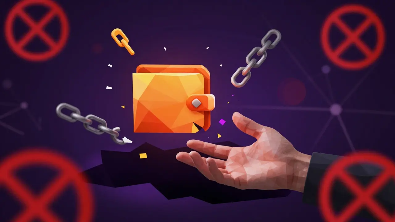 Low poly hand losing digital coins to a dark pixelated void