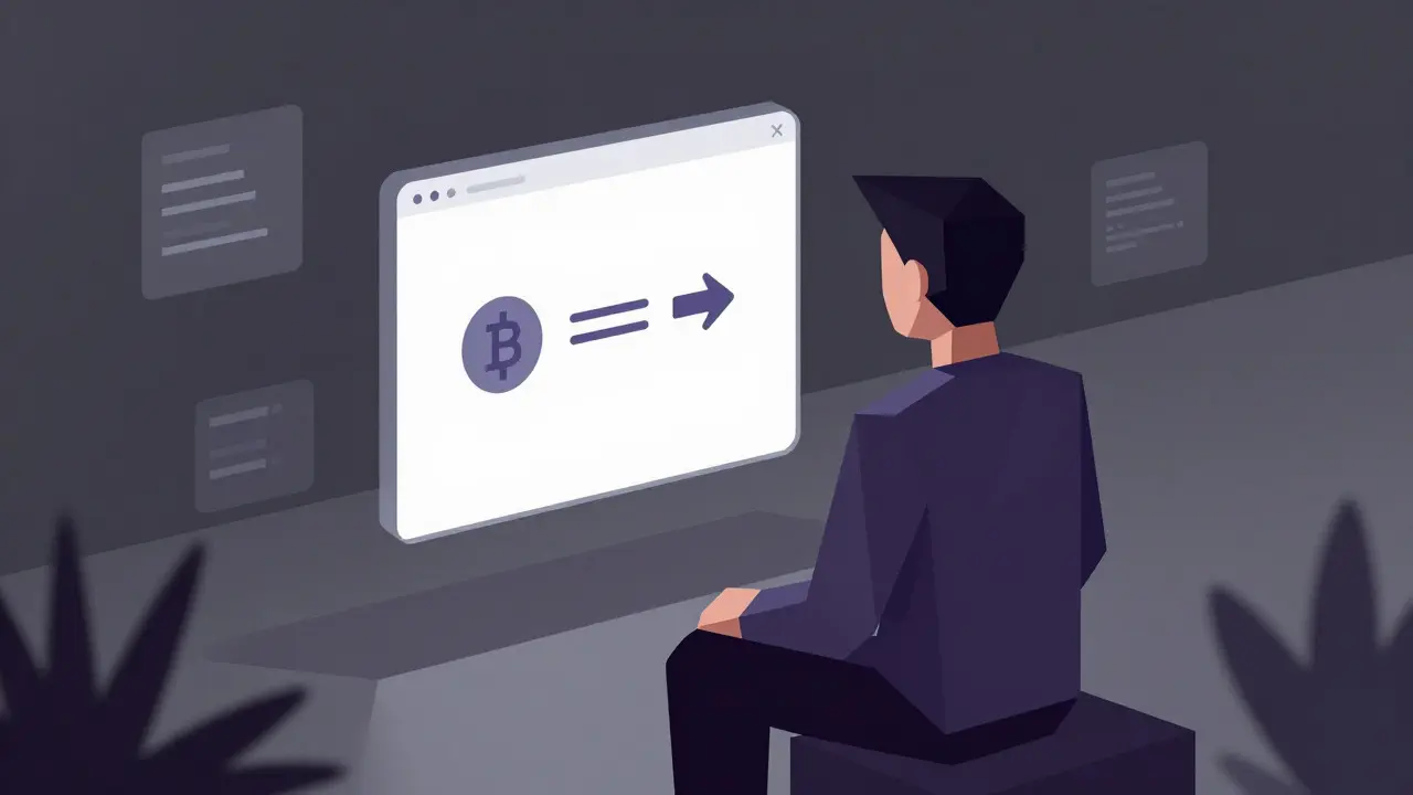 Stylized low poly figure using a mysterious crypto exchange interface