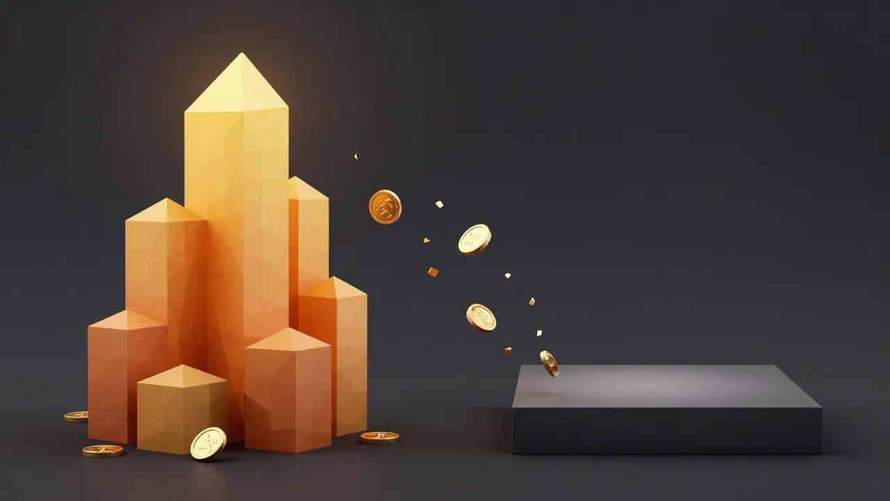 Abstract low poly art showing contrasting geometric towers representing market volatility
