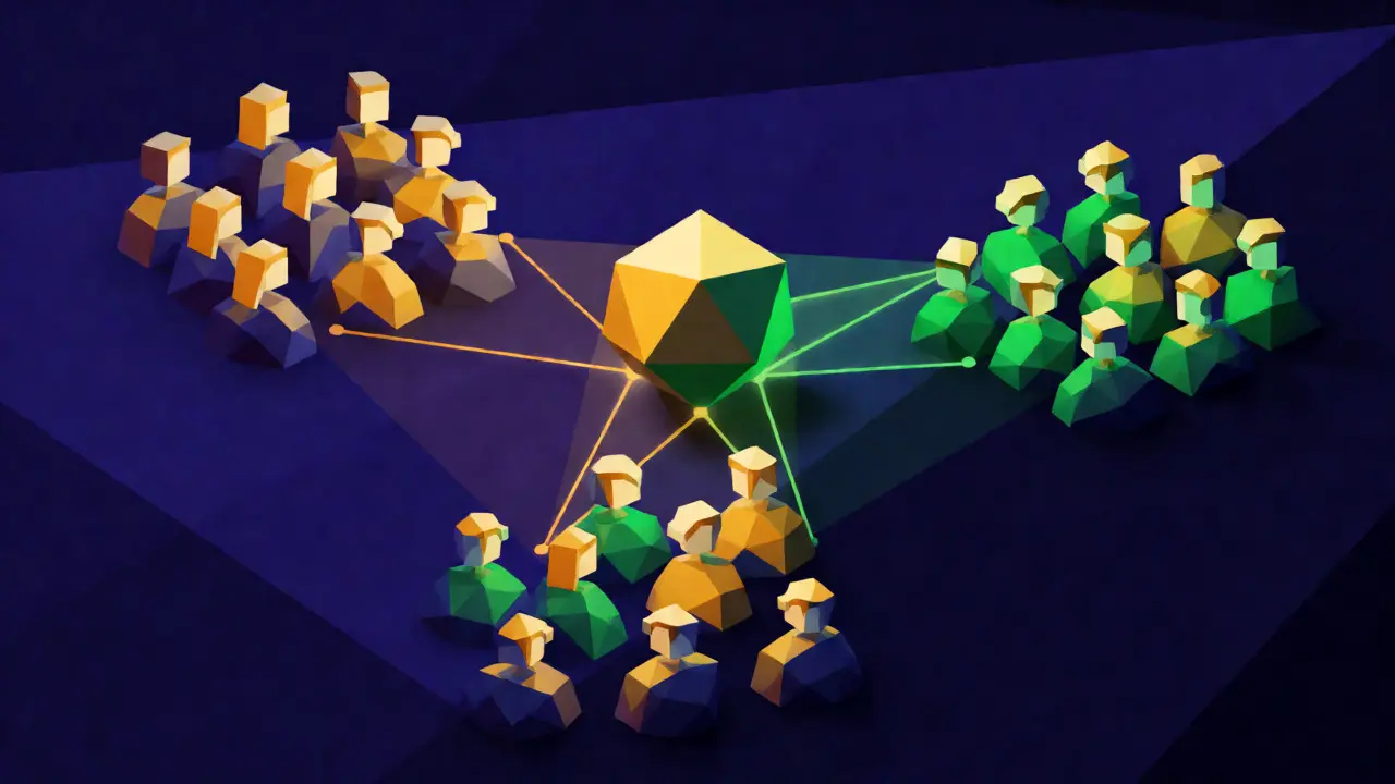 Geometric figures connecting to a central UNB token core