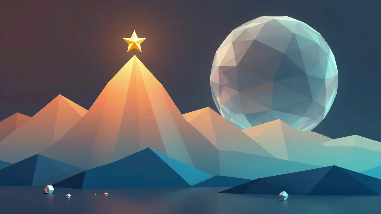 Low poly chart showing crypto price volatility and supply