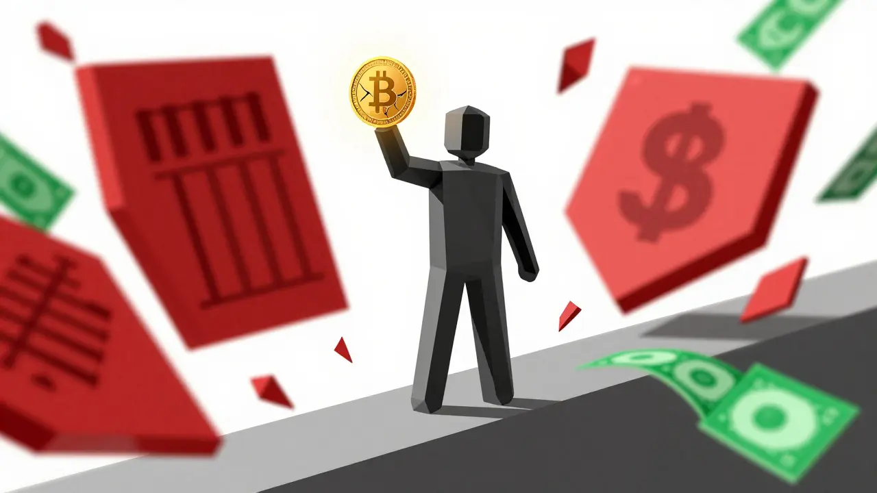 Low poly illustration of crypto mule account risks
