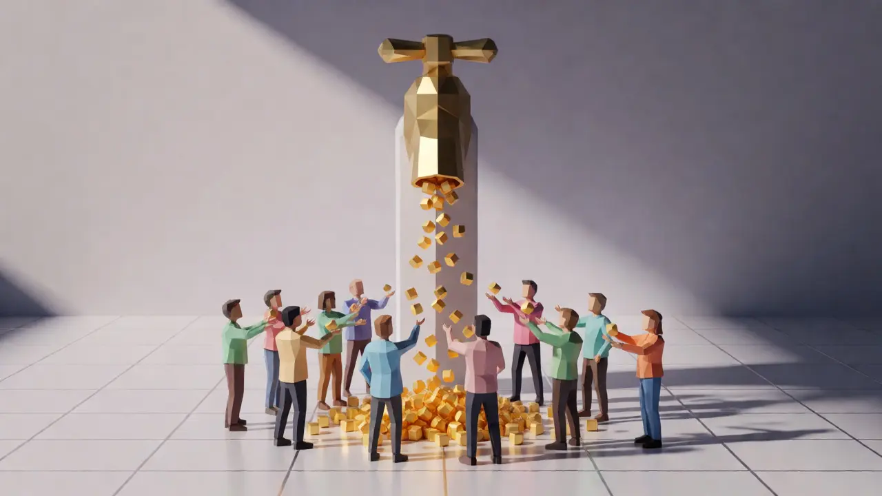 Abstract low poly visualization of token distribution to users