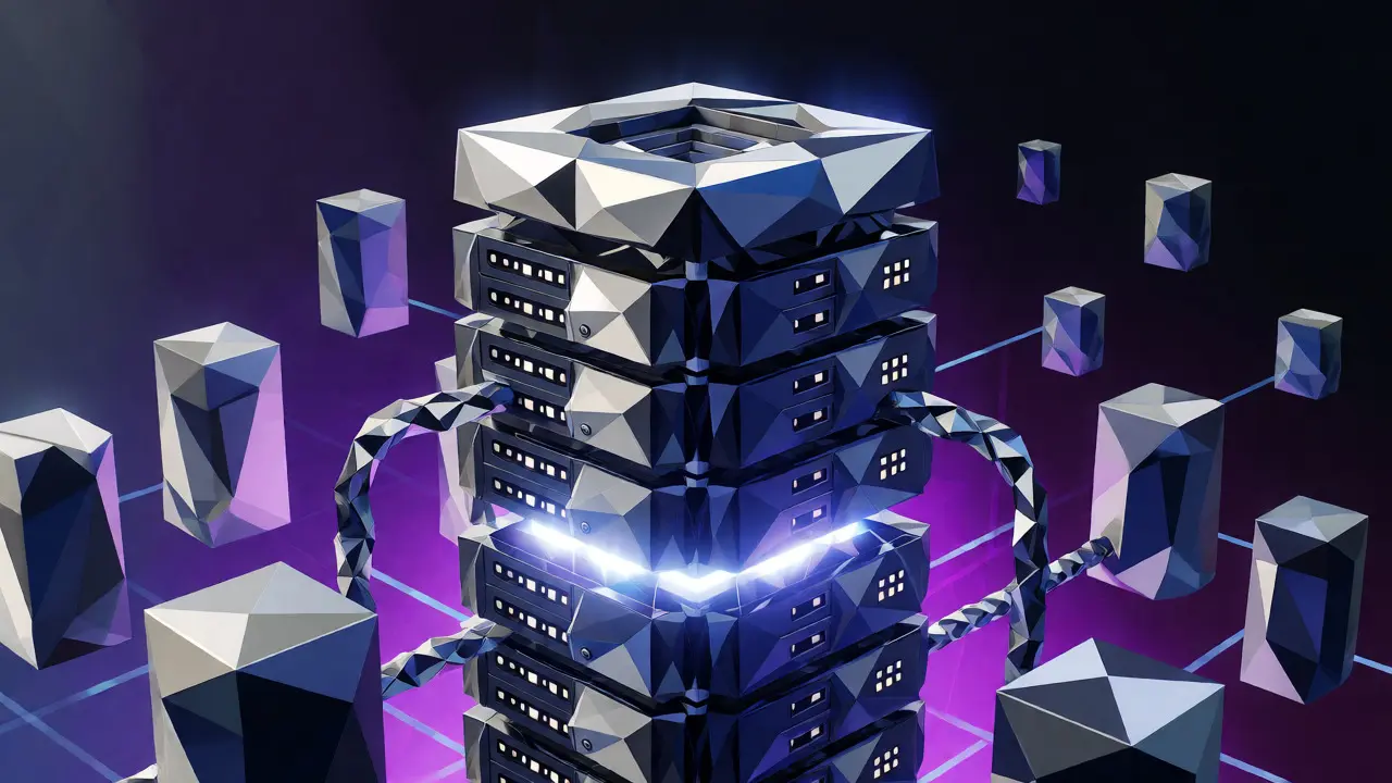 Low poly server tower representing high hardware needs for fast nodes